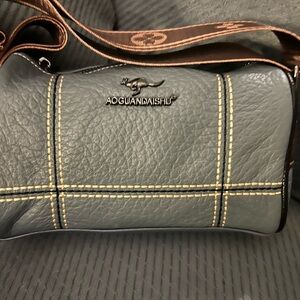 Steel blue/ Gray Leather Crossbody Bag